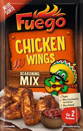 Fuego - Chicken Wing Seasoning Mix | Würzmischung zum Marinieren von Hähnchenflügeln | Für 2 Portionen | Vegan, ohne Geschmacksverstärker | 30 g im Beutel von Fuego