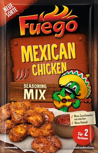 Fuego - Mexican Chicken Seasoning Mix | Würzmischung zum Marinieren von Hähnchen | Für 2 Portionen | Ohne Geschmacksverstärker | 30 g im Beutel von Fuego