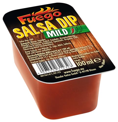 Fuego - Mild Salsa Dip | Mexikanischer Dip für Nachos, Tacos und Tortilla Wraps | 100 ml im praktischen Dip-Pot von Fuego