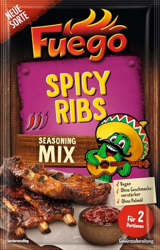 Fuego - Spicy Ribs Seasoning Mix | Würzmischung zum Marinieren von Rippchen | Für 2 Portionen | Ohne Geschmacksverstärker | 30 g im Beutel von Fuego