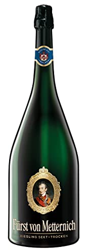 Fürst von Metternich Riesling Sekt Trocken (1 x 3 l) Trockener Premium-Sekt in beeindruckender Doppelmagnumflasche, ideal als Geschenk zur Hochzeit, Weine aus deutschen Anbaugebieten von Fürst von Metternich