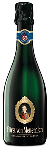 Fürst von Metternich Riesling Sekt Trocken (1 x 0,375 l) Premiumsekt aus deutschen Rieslingweinen, Dry, klare und ausgeprägte Fruchtnoten, 0,375 l Kleinflasche ist ideal für Unterwegs oder zu Zweit von Fürst von Metternich