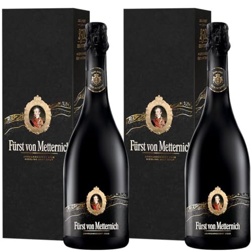 Fürst von Metternich Sonderedition in hochwertiger Geschenkverpackung (2 x 0,75 l) - Jahrgangssekt 2018 Riesling Brut b.A. Rheingau von Fürst von Metternich