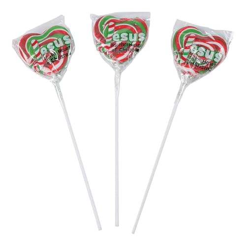 Fun Express - Jesus Is The Heart Shaped Swirl Pop for Christmas - Edibles - Sucker & Pop - Swirl & Twist Pops - Christmas - 12 Pieces von Fun Express