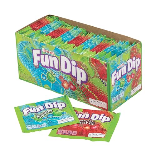 Fun Express Lik-M-Aid Fun Dip, 48 Stück, Razz Apfel- und Kirsch-Yum-Geschmack von Fun Express