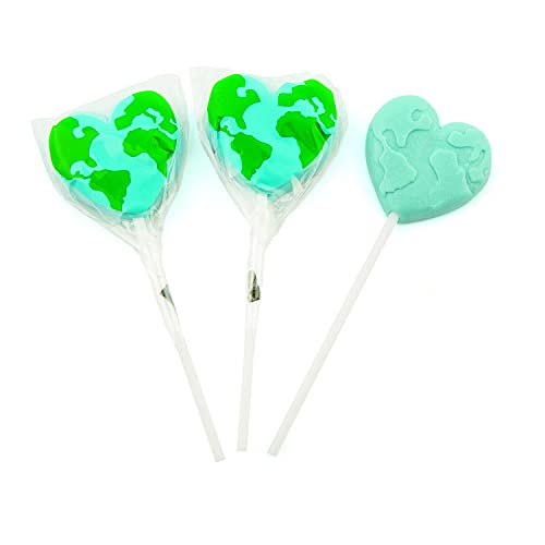 Love The Earth Suckers – 12 einzeln verpackte herzförmige Erdbonbons – Earth Day Partyzubehör und Kartengeschenke von Fun Express