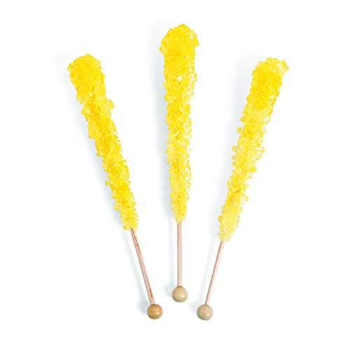 Rock Candy Pop Sticks, 24 Stück, Einzeln Wrapper, Nostalgische Süßigkeiten, Lutscherstäbchen (Gelb) von Fun Express