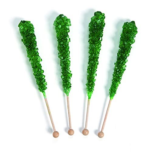 Rock Candy Pop Sticks, 24 Stück, Einzeln Wrapper, Nostalgische Süßigkeiten, Lutscherstäbchen (Grün) von Fun Express