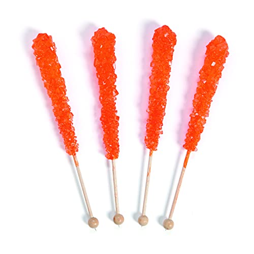 Rock Candy Pop Sticks, 24 Stück, Einzeln Wrapper, Nostalgische Süßigkeiten, Lutscherstäbchen (Orange) von Fun Express