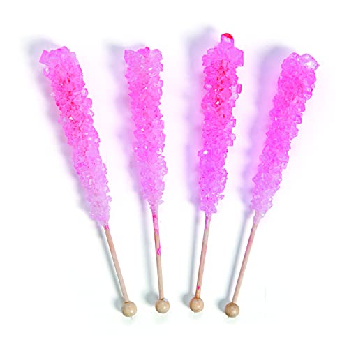 Rock Candy Pop Sticks, 24 Stück, Einzeln Wrapper, Nostalgische Süßigkeiten, Lutscherstäbchen (Rosa) von Fun Express