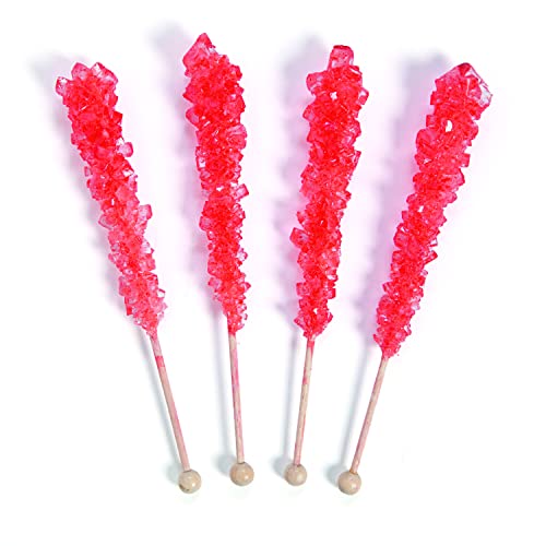 Rock Candy Pop Sticks, 24 Stück, Einzeln Wrapper, Nostalgische Süßigkeiten, Lutscherstäbchen (Rot) von Fun Express