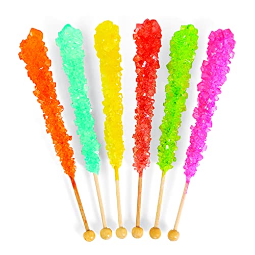 Rock Candy Pop Sticks, 24 Stück, Einzeln Wrapper, Nostalgische Süßigkeiten, Lutscherstäbchen (sortiert hell) von Fun Express