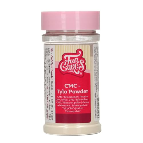 FunCakes CMC Pulver für Fondant, Tylo Powder, Zum Härten von Fondant zum Modellieren, zur Herstellung von essbarem Kleber, Hält die Feuchtigkeit in Kuchen und Teigen, 60 G von FunCakes