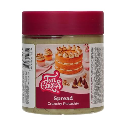 FunCakes, Pistaziencreme, Ausgewählte Pistazien für ein perfektes Pistazienmus, ideal für Dubai Schokolade, mit knusprigen Keksstückchen, zum Schichten in Kuchen, Füllen von gebackenen Muffins, 250 G von FunCakes