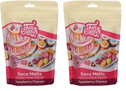 FunCakes Deco Melts Himbeergeschmack - Dip, Drip, Dekorieren! In der Mikrowelle schmelzen und in jede Form gießen. Machen Sie Süßigkeiten, dekorieren Sie Kuchen, Kekse und Cupcakes! AZO frei. 250 g von FunCakes