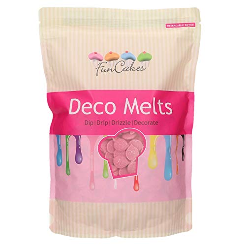 FunCakes Deco Melts Rosa: Köstlicher Geschmack, Leicht zu Schmelzen, Perfekt für Tropfkuchen, Lutscher und Pralinen. Wiederverschließbare Packung, 1 kg, FC43075 von FunCakes