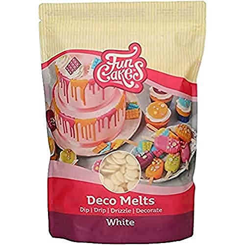 FunCakes Deco Melts Weiß - Tauchen, drippen, dippen und dekorieren! In der Mikrowelle schmelzen und in jede Form gießen, 1 kg von FunCakes