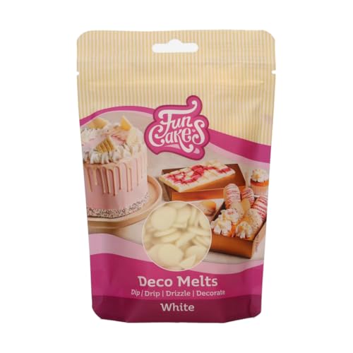 FunCakes Deco Melts Weiß - Tauchen, drippen, dippen und dekorieren! In der Mikrowelle schmelzen und in jede Form gießen, 250 g von FunCakes