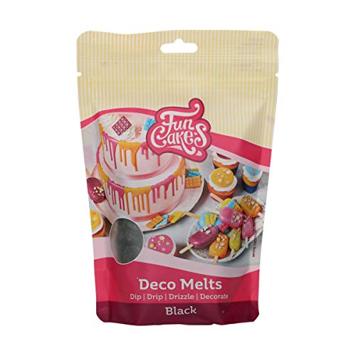 FunCakes Deco Melts Schwarz - Tauchen, drippen, dippen und dekorieren! In der Mikrowelle schmelzen und in jede Form gießen, 250 g von FunCakes