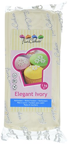 FunCakes Fondant Elegant Ivory: Einfach zu Verwenden, Glatt, Elastisch, Weich und Schmeidig, Perfekt zum Dekorieren von Torten, Halal, Koscher und Glutenfrei. 1 kg, Elfenbein von FunCakes