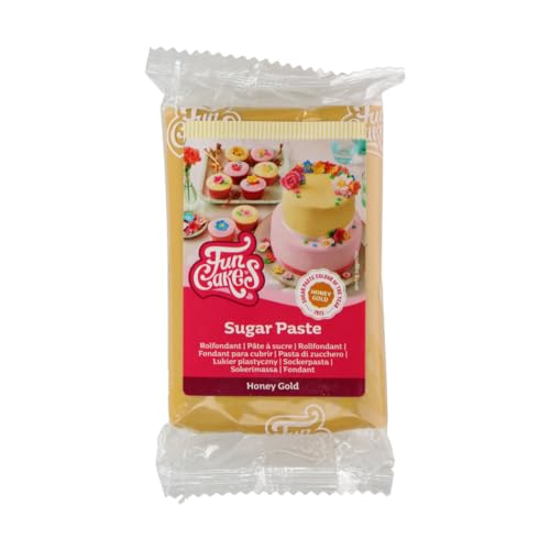 FunCakes Rollfondant Honey Gold: Einfach zu verwenden, glatt, flexibel, weich und biegsam, perfekt zum Dekorieren von Kuchen, halal, koscher und glutenfrei, 250 g von FunCakes