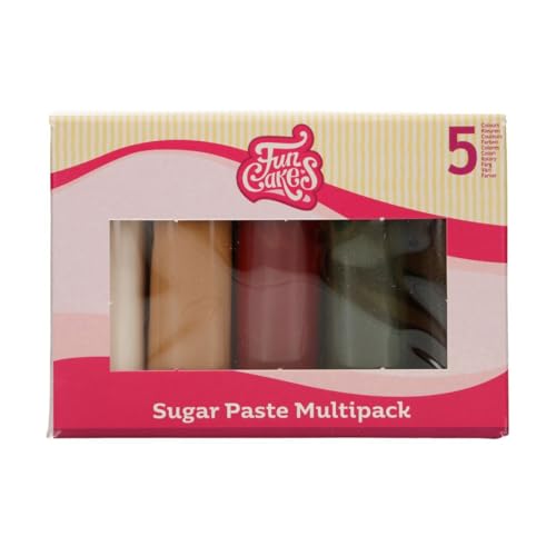 FunCakes Fondant Multipack Einfach zu verwenden, glatt, flexibel, weich und biegsam, perfekt zum Dekorieren von Kuchen, Halal, koscher und glutenfrei. 5 Farben, 5 x 100 g, Sparkling Palette von FunCakes