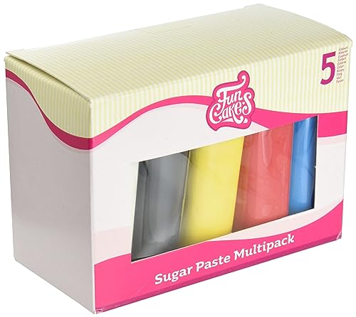 FunCakes Fondant Multipack-Primärfarben: Einfach zu verwenden, glatt, flexibel, weich und biegsam, perfekt zum Dekorieren von Kuchen, halal, koscher und glutenfrei. 5 Farben, 5 x 100 g von FunCakes