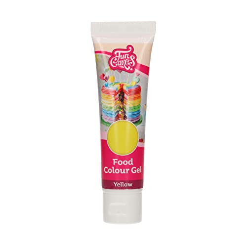 FunCakes Food Colour Gel Gelb: Hochkonzentrierte Lebensmittelfarbe für Teig, Sahne, Fondant, Marzipan. Einfache Dosierung. Einzelne Tropfen, um lebendige Farben zu erzeugen. Halal. 30 g. von FunCakes