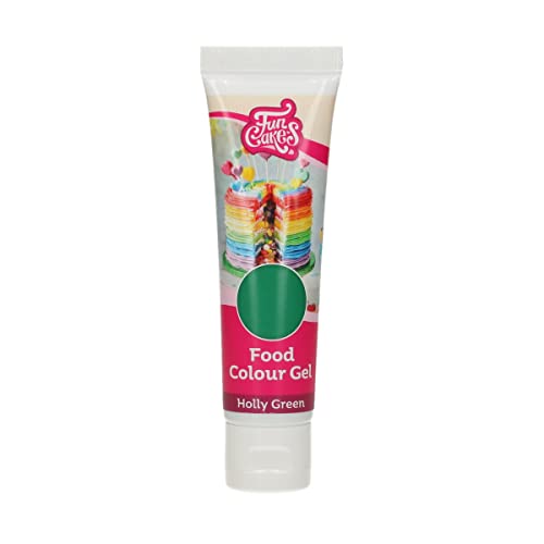 FunCakes Food Colour Gel Holly Grün: Hochkonzentrierte Lebensmittelfarbe für Teig, Sahne, Fondant, Marzipan, Teig. Einfache Dosierung. Einzelne Tropfen, um lebendige Farben zu erzeugen. Halal. 30 g von FunCakes