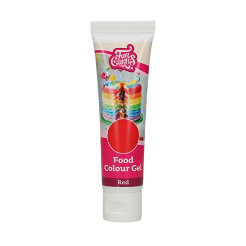 FunCakes Food Colour Gel Rot: Hochkonzentrierte Lebensmittelfarbe für Teig, Sahne, Fondant, Marzipan. Einfache Dosierung. Einzelne Tropfen, um lebendige Farben zu erzeugen. Halal. 30 g. von FunCakes