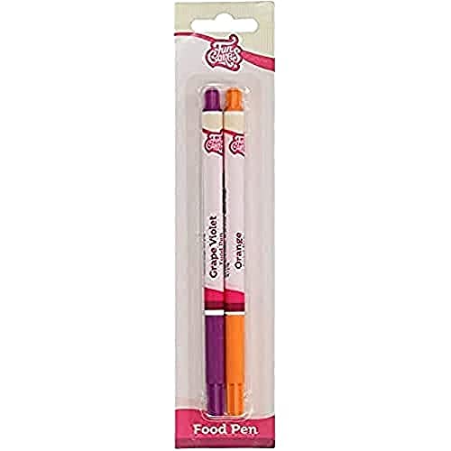 FunCakes Food Pen Lila-Orange: Lebensmittelfarbe Stifte, flexible Spitze für dicke und dünne Linien, Essbarer Stift für Kekse , Kuchen, Fondant und mehr, ideal zum Personalisieren, Halal-zertifiziert von FunCakes