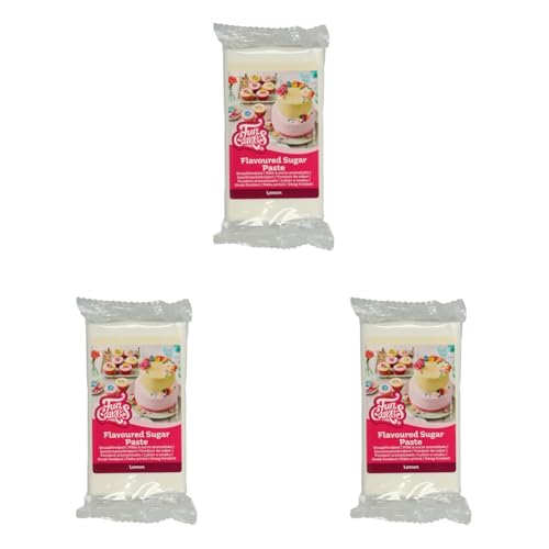 FunCakes Geschmacksfondant Lemon: Köstlicher Geschmack, glatte Textur, einfach auszurollen, Rollfondant, perfekt für Kuchen, Cupcakes und Kekse. Halal, koscher und glutenfrei. 250 g (Packung mit 3) von FunCakes