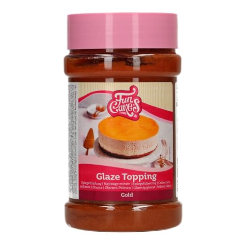 FunCakes Glaze Topping Gold: Cake Topping, Kuchen-Glasur Belag, Spiegelüberzug Perfekt zum Dekorieren von Kuchen, Dessert Topping. 375 g von FunCakes