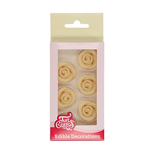 FunCakes Marzipan Dekorationen Rosen Weiß Set/6 von FunCakes