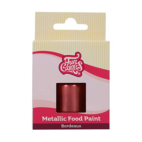 FunCakes Metallic Food Paint Bordeauxrot: Erzeugt metallische Effekte auf Fondant, Marzipan, Blütenpaste, Royal Icing und Kekse. 100% essbar, Halal, geeignet für Vegetarier und Veganer. 30 ml. von FunCakes