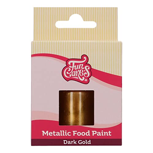 FunCakes Metallic Food Paint Dunkles Gold: Erzeugt metallische Effekte auf Fondant, Marzipan, Blütenpaste, Royal Icing und Kekse. 100% essbar, Halal, geeignet für Vegetarier und Veganer. 30 ml. von FunCakes