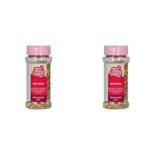 FunCakes Mini Konfetti: Kuchenstreusel, guter Geschmack, perfekt zum Dekorieren von Kuchen, Konfetti-Streusel. 60 g. (Packung mit 2) von FunCakes