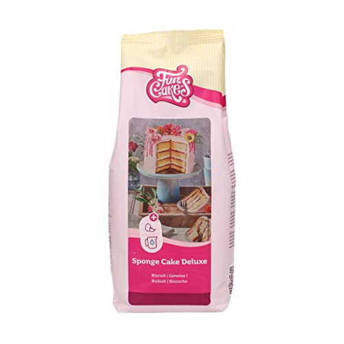 FunCakes Mix für Biskuit Deluxe: Einfach zu bedienen, wunderbar leichter Biskuitkuchen, perfekt für die Kuchendekoration, Konditorqualität, Kuchenbasis, Halal., 1 kg von FunCakes