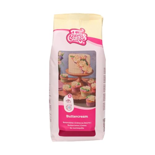 FunCakes Mix für Buttercreme: Einfach zu verwenden, cremig, perfekt zum Dekorieren, Abdecken und Füllen von Kuchen, Belag auf Cupcakes, Halal., 1 kg von FunCakes