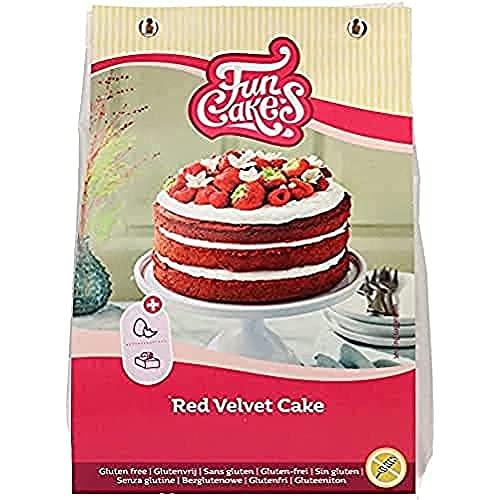 FunCakes Mix für Red Velvet Cake, Glutenfrei: Einfach zu verwenden, schön weicher und fluffiger Kuchen mit leichtem Schokoladengeschmack, perfekte rote Farbe, 400g von FunCakes