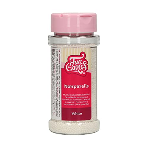 FunCakes Nonpareils Weiß: Kuchenstreusel, guter Geschmack, perfekt zum Dekorieren von Kuchen. 80 g. von FunCakes