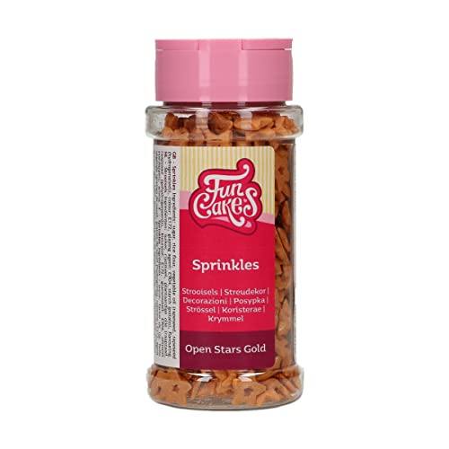 FunCakes Offene Sterne Gold: Tortenstreusel, großartiger Geschmack, perfekt zum Verzieren von Torten, essbare Sterne. 50 g. von FunCakes