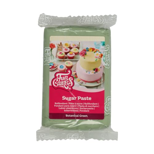 FunCakes Rollfondant Botanical Green: Einfach zu verwenden, glatt, flexibel, weich und biegsam, perfekt zum Dekorieren von Kuchen, Halal, koscher und glutenfrei, 250 g von FunCakes