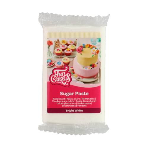 FunCakes Rollfondant Bright White: Einfach zu verwenden, glatt, flexibel, weich und biegsam, perfekt zum Dekorieren von Kuchen, halal, koscher und glutenfrei, 250 g von FunCakes