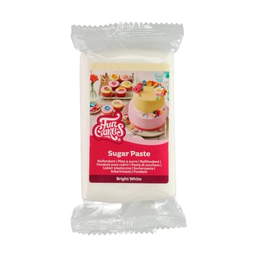 FunCakes Rollfondant Bright White: Einfach zu verwenden, glatt, flexibel, weich und biegsam, perfekt zum Dekorieren von Kuchen, halal, koscher und glutenfrei, 250 g von FunCakes