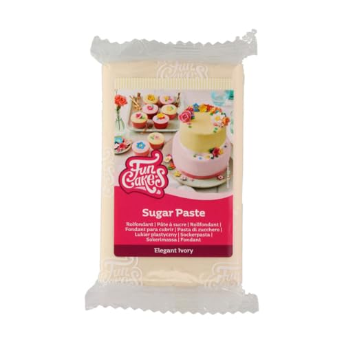 FunCakes Rollfondant Elegant Ivory: Einfach zu verwenden, glatt, flexibel, weich und biegsam, perfekt zum Dekorieren von Kuchen, halal, koscher und glutenfrei, 250 g von FunCakes