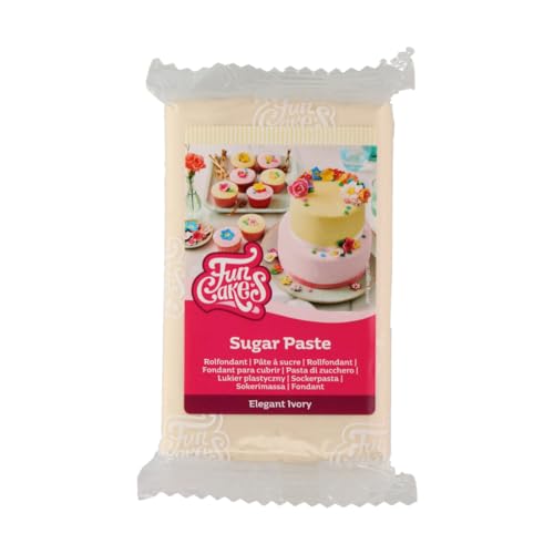 FunCakes Rollfondant Elegant Ivory: Einfach zu verwenden, glatt, flexibel, weich und biegsam, perfekt zum Dekorieren von Kuchen, halal, koscher und glutenfrei, 250 g von FunCakes