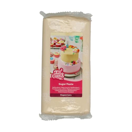 FunCakes Rollfondant Elegant Ivory: Einfach zu verwenden, glatt, flexibel, weich und biegsam, perfekt zum Dekorieren von Kuchen, halal, koscher und glutenfrei. 1 kg von FunCakes