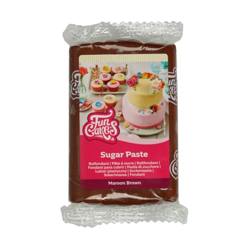 FunCakes Rollfondant Maroon Brown: Einfach zu verwenden, glatt, flexibel, weich und biegsam, perfekt zum Dekorieren von Kuchen, halal, koscher und glutenfrei, 250 g von FunCakes