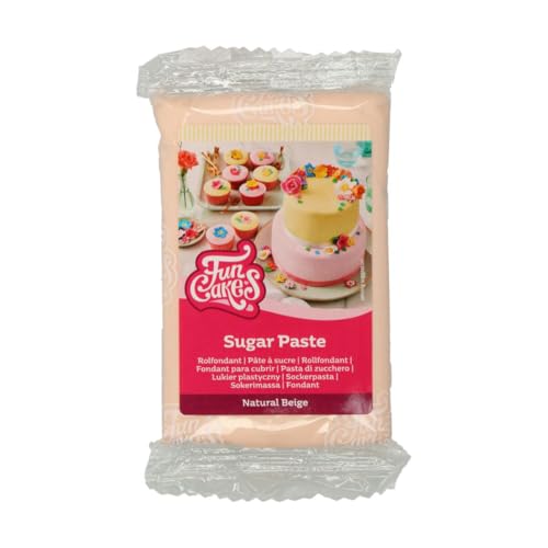 FunCakes Rollfondant Natural Beige: Einfach zu verwenden, glatt, flexibel, weich und biegsam, perfekt zum Dekorieren von Kuchen, Halal, koscher und glutenfrei, 250 g von FunCakes